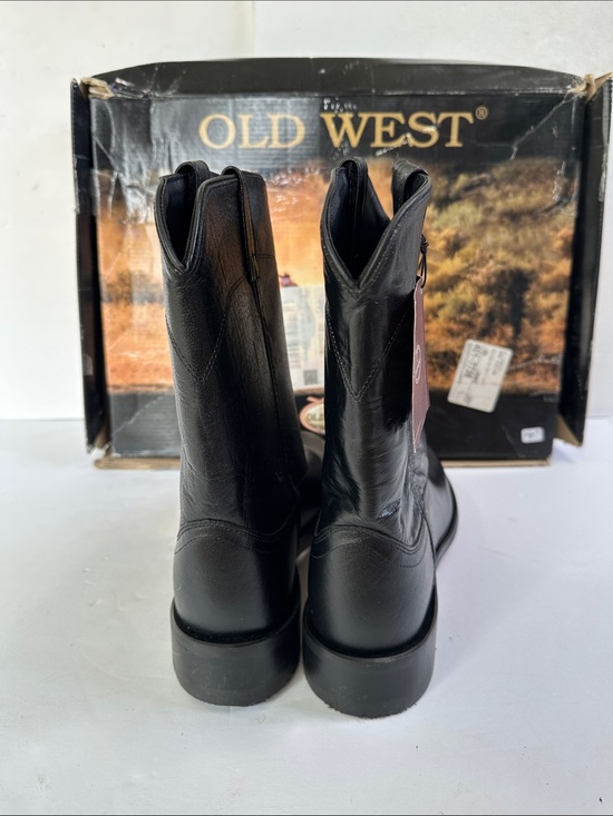 NIB Old West Western Boots Mens Corona Roper Toe Size 9 Black SRM4010